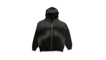 Custom Men's Hoodies Vintage French Terry Cotton Black Color  Wholesale Oversized Acid Wash Zip Up Hoodie1