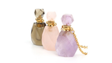 Wholesale Gemstone  Perfume Bottle Charm Crystal Rose Quartz Essential Oil Perfume Bottle Pendant for Jewelry Making1