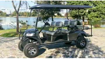 4+2 seat silver gray gasoline off-road golf cart.mp4