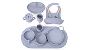 Baby Feeding Accessories Silicone Bowl Cover Plate And Fork Set1