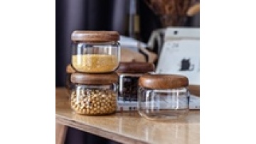 Factory Price Sale Luxury Unique Design Food Storage Glass Jars With Wooden Lid1