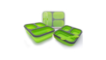 Wholesale Custom Bpa Free food grade silicone Leakproof Food Storage Containers Foldable Bento Lunch Box Set with 3 Compartments1