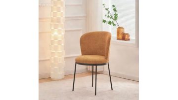 BR24A03 Modern Mustard Yellow Upholstered Dining Chair + Dining Set Scene