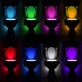 Night Light Sensor Toilet Lamp 8 Colors Backlight Toilet Bowl LED Luminaria Lamp Nightlight PIR Smart Night Light Lamp for Child