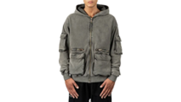 Custom Vintage Acid Washed Zip Up Cargo Jacket for Men Winter Mens Jackets High Quality1