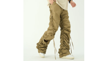 Custom Mens Nylon Flared Baggy Loose Fit Track Cargo Windbreaker Pants Streetwear1