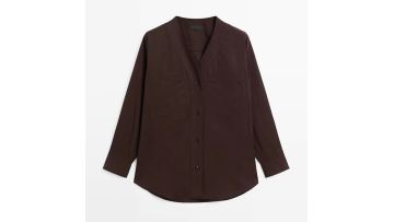 Women's French elegant and minimalist style V-neck long sleeved shirt