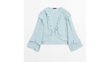 Women's casual, lazy, relaxed, and drooping ruffle edge shirt