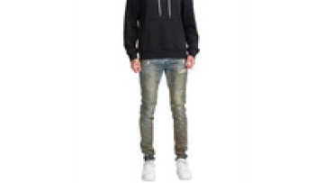 Custom Distressed Jean Slim Fit Yellow Denim Jeans for Man Acid Wash Pants Men1
