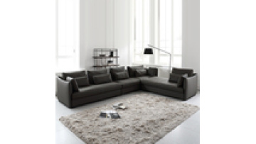 Nordic Italian style imported top layer cowhide leather minimalist black large and small combination down sofa1