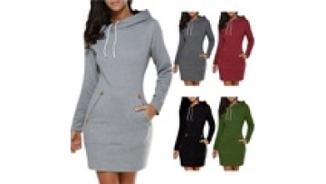 Women Hooded Dress Casual Ladies Long Sleeve Sweater Pullover Jumper Tops Plus Size S-4XL Hoodie1