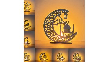 Remote Control INS Eid Mubarak Ramadan 3D LED Colorful Moon Star Castle Night Light1