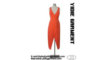 Deep V-neck Slit Dress