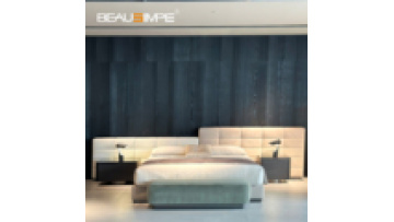 Italian Lawrence Designer Double Bed Set Frame Home Use Bedroom Furniture Minimal Frosted Cowhide Fabric Luxury King Size bed1