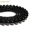 AAA+ New Black Onyx Agat Chalcedony DIY Handmade Natural Stone Beads For Jewelry Making Round Shape 4 /6/8/10/12 mm Strand 15''