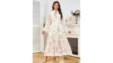 Sequined Floral Middle East Muslim Women's Ramadan Jellabiya Dubai Islamic Embroidered Eid Dress Arab Slimming Robe with Tassel1