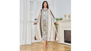 Galabia Saudi Party Sequins Loose Dress Moroccan Dubai Turkish Abayas Long Sleeve V-Neck Turkish Kaftan Islam Clothing1