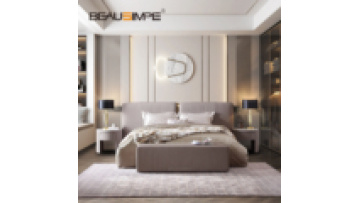 Comfortable headbord Combination of metal and leather luxury Multifunction Design Bedroom Furniture Solid Wooden Queen Size Bed1