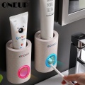 ONEUP Automatic Toothpaste Dispenser Dust-proof Toothbrush Holder Wall Mount Stand Toothpaste Squeezer Bathroom Accessories Set