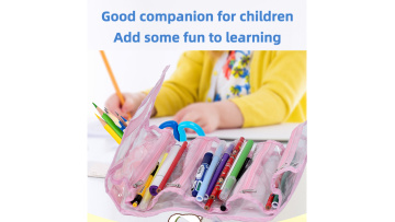 PC151 Transparent folding pink pen case for kids