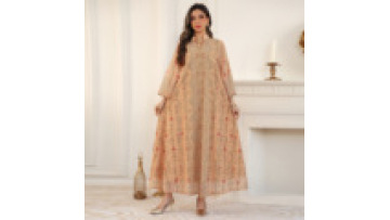 Muslim Women Arabic Dubai Abaya Luxury Floral Print Long Dress Kaftan Robe Femme African Beaded Maxi Dresses Islam Clothing1
