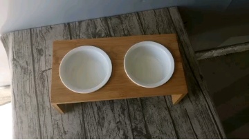 Pet Elevated Bowl Stand Food Feeding Dishes Bamboo Elevated Feeder with Stainless Steel Bowls1
