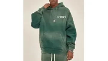 Custom 2023 New Spray Dyeing Process Thick French Terry Fleece Men's Vintage Acid Washed Faded Ripped Oversized Pullover Hoodies1