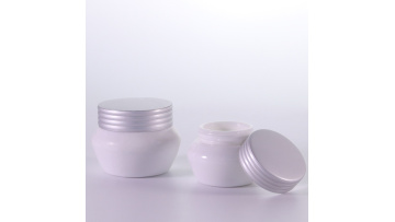 opal white cream jar with sliver cap