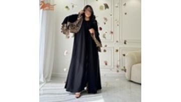 MQ153 Elegant Modest Muslim Open Abaya  Turkish Dubai  Clothing Dress1