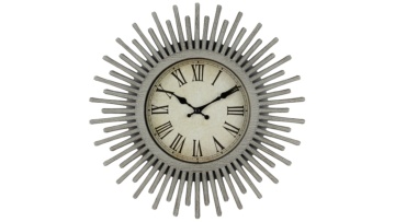 8627A 13 inch light luxury retro wall clock plastic model with radiating gold frame, Roman numerals antique dial, silent clock