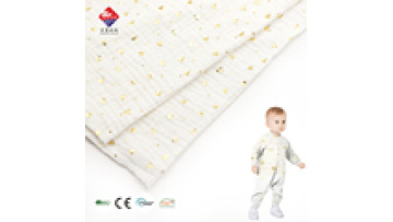 New Arrival Custom Foil Printed 100% Cotton Double Crepe Fabric Embroidered Woven Cotton Fabric for Baby Garment1