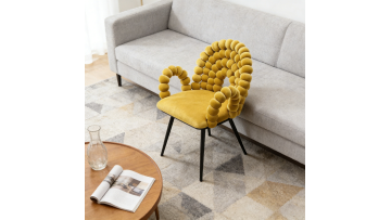 BR-23A06 Elegant Handwoven Velvet Pouf Chair for Modern Living Spaces