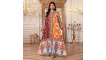 2026 New V Neck Floral Middle East Muslim Ramadan Dress Women Rhinestone Abaya Robe Dubai Islamic Eid Jellabiya with Flared Hem1