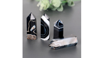 Wholesale High Quality Crystal Reiki Crystal Point Black Agate Point for Sale1