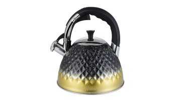 Diamond-shaped black and yellow marble coating Whistling kettle FH-693BY