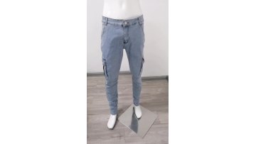 Wholesale custom straight breathable vintage blue washed straight jeans for men1