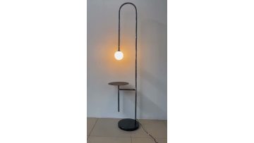 G9 bulb black floor lamp with a table