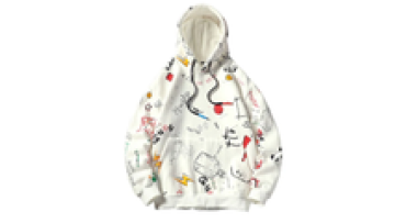 Mens Urban Premium Fleece Hoodie Graffiti   Animated cartoon character Embroidered Patch gel print hoodie1