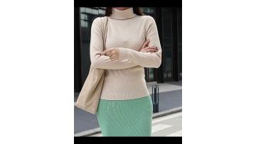 Women's slim-fit high-neck pullover knit top, versatile basic sweater, solid color, warm and flattering