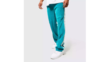 Custom Private Label Nylon Men Fleece Lined Flare Stacked Side Button Track Sweat Pants1
