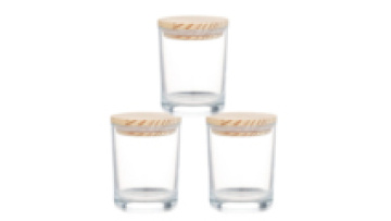 Free One Sample Empty Transparent White Glass Candle Jars with Wooden Lid for Making Candles1