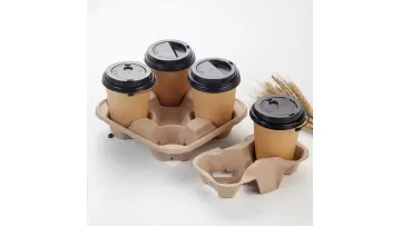Eco-Friendly Paper Pulp Cup Drinks Carrier Tray for Tea Coffee Juice Takeout1