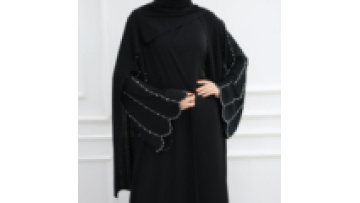 UNI Islamic Clothing Dubai Luxury Abaya Women Muslim Dress Diamond Beaded Black Abaya Women Modest Dresses Wholesale1