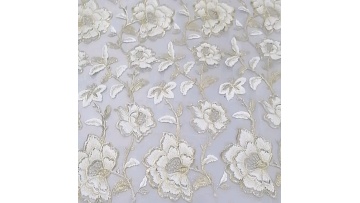 Fast delivery soft mesh with metal yarn embroidery fabric 3D lace fabric1
