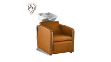 White Shampoo Chair with Ceramic Bowl and Beige Finish - ZY-SC0061