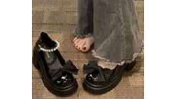 Women's Leather Loafers Ballet Flats - Retro Black Nude Slip-on Bowknot Flats1