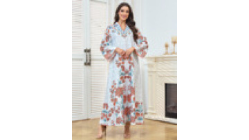 Dubai Vibrant Floral Printed Abaya Arabian Muslim Elegant Dress Islamic Ramadan Jalabiya for Women1