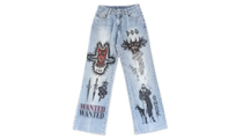 Good Quality Mens Washed Vintage Printed Jeans Denim Flare Jean Pants for Men1