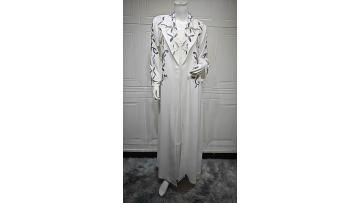 Elegant Embroidered Lapel Collar Abaya Cardigan