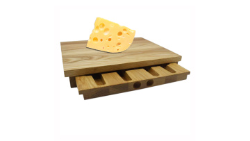 Expand Rectangular Food Serving Block Wood Cheese Cutting Board with Knife Set and Hidden Drawer1